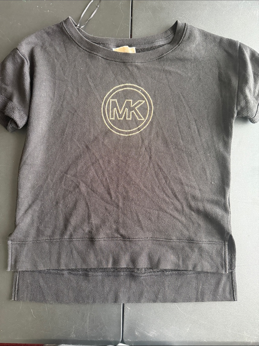 Michael Kors Black Tee with Gold MK Emblem